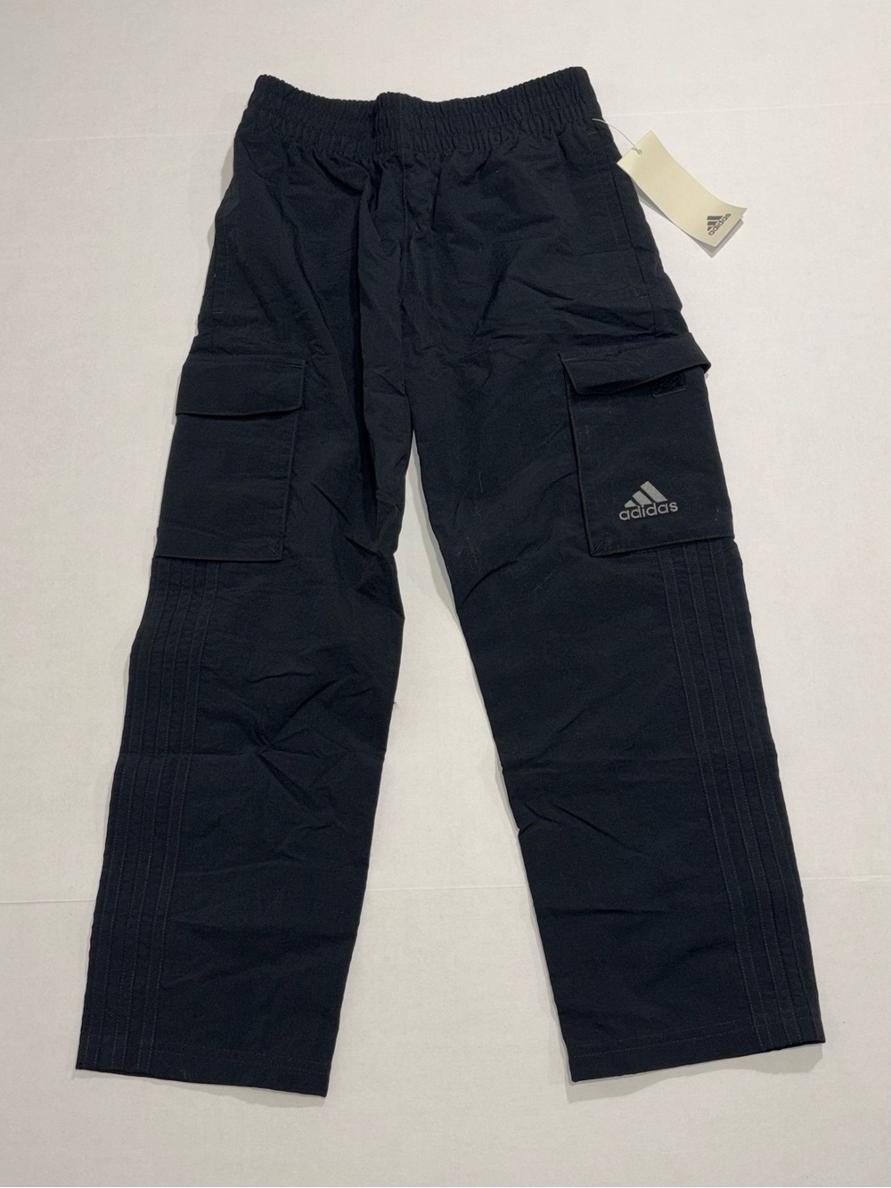 adidas Boys Black Solid Cargo Pants Loose Fit Size S (8)